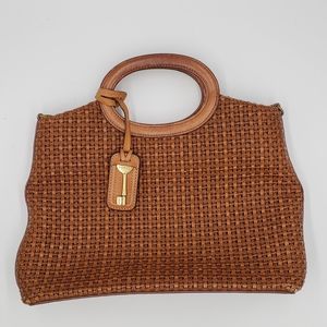 Vintage Fossil Braided Leather Handbag